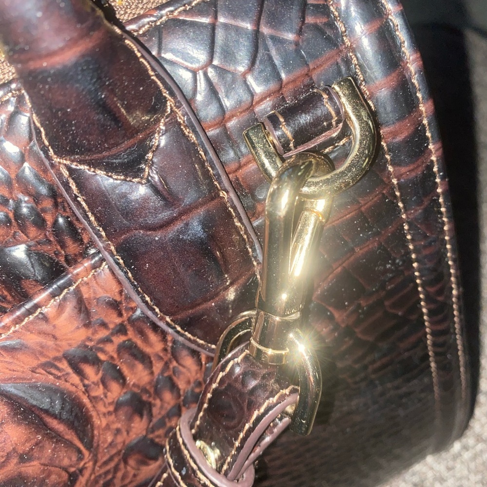 Brahmin Dark Brown Croc-Embossed Satchel Cocoa Ombré Melbourne like New - Picture 6 of 10